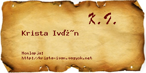 Krista Iván névjegykártya